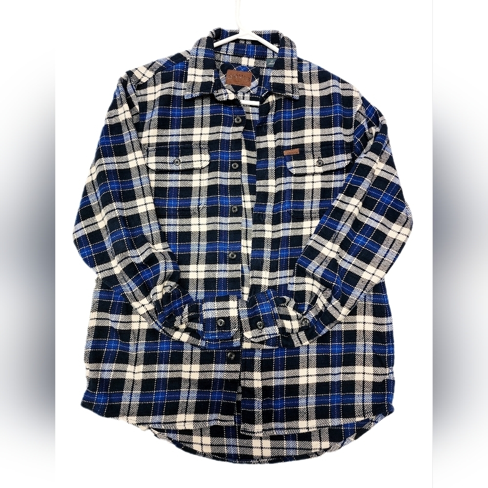 Orvis Blue 100% Cotton Flannel Button Down Casual Dress Shirt With Pocke…